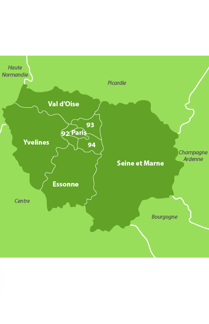 Carte des golfs en Ile de France