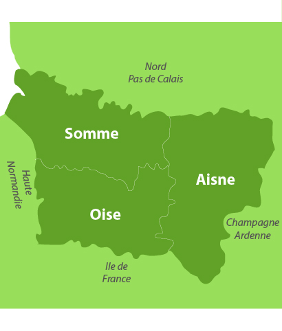 Carte des golfs en Picardie