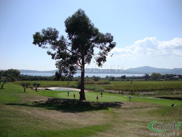 Le green du n°10 du golf de Beauvallon à Grimaud avec vue mer méditerranée