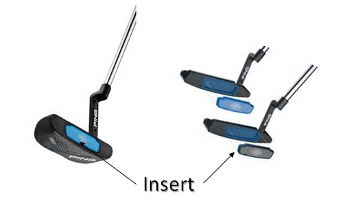 insert de la tête de putter adapté aux balles de golf type balata ou grande distance